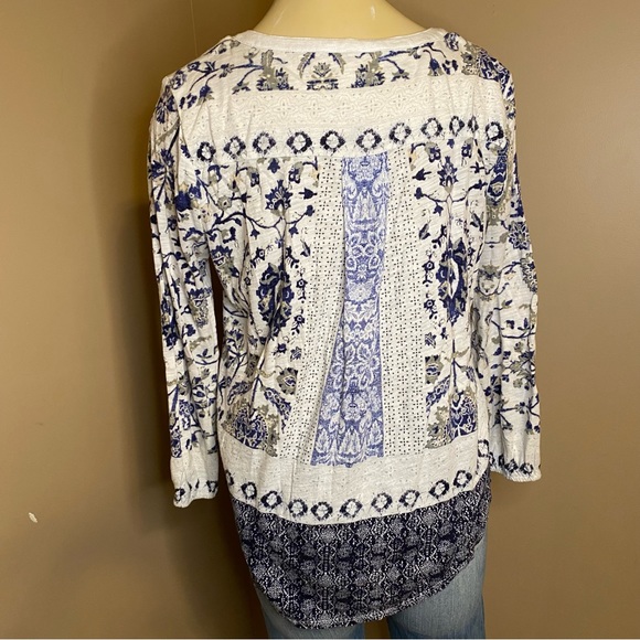 Lucky Brand Size Small Womens 3/4 Length Sleeve Floral Blouse - Picture 6 of 9